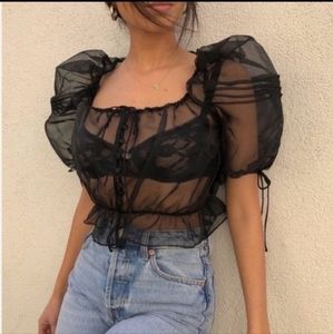 NWT FOR LOVE & LEMONS Black Elodie Blouse